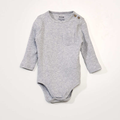 Body manches longues en rib Gris