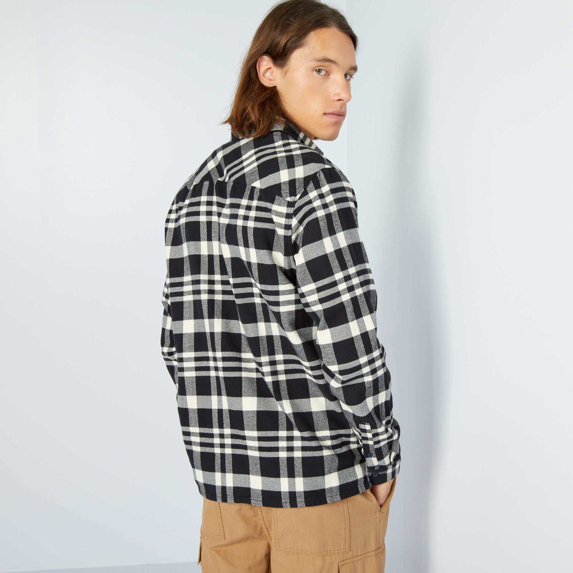 Chemise carreaux en flanelle Noir