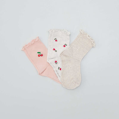Lot de 3 paires de chaussettes avec imprim Gris/rose