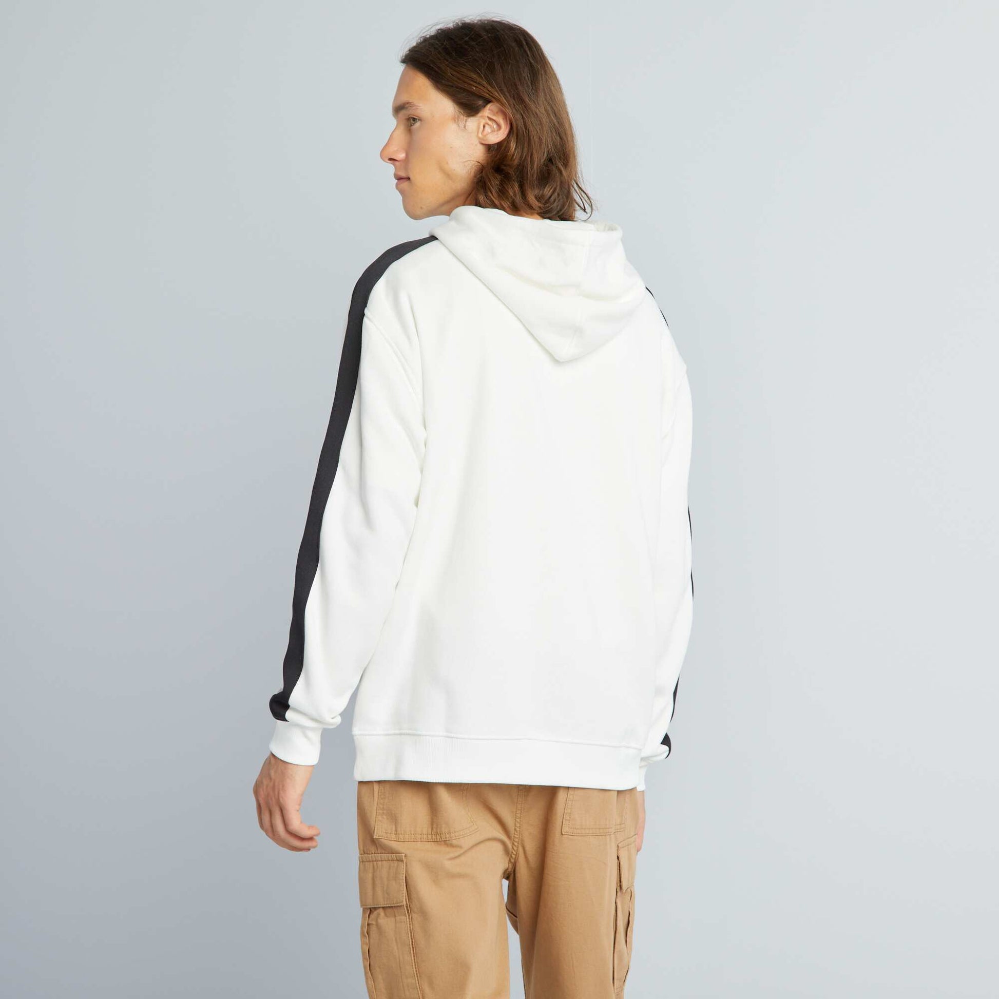 Sweat capuche bicolore blanc