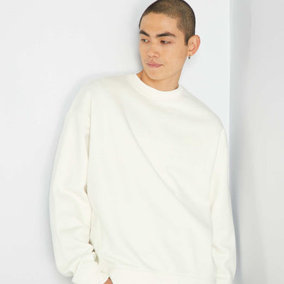 Sweat en molleton uni Blanc