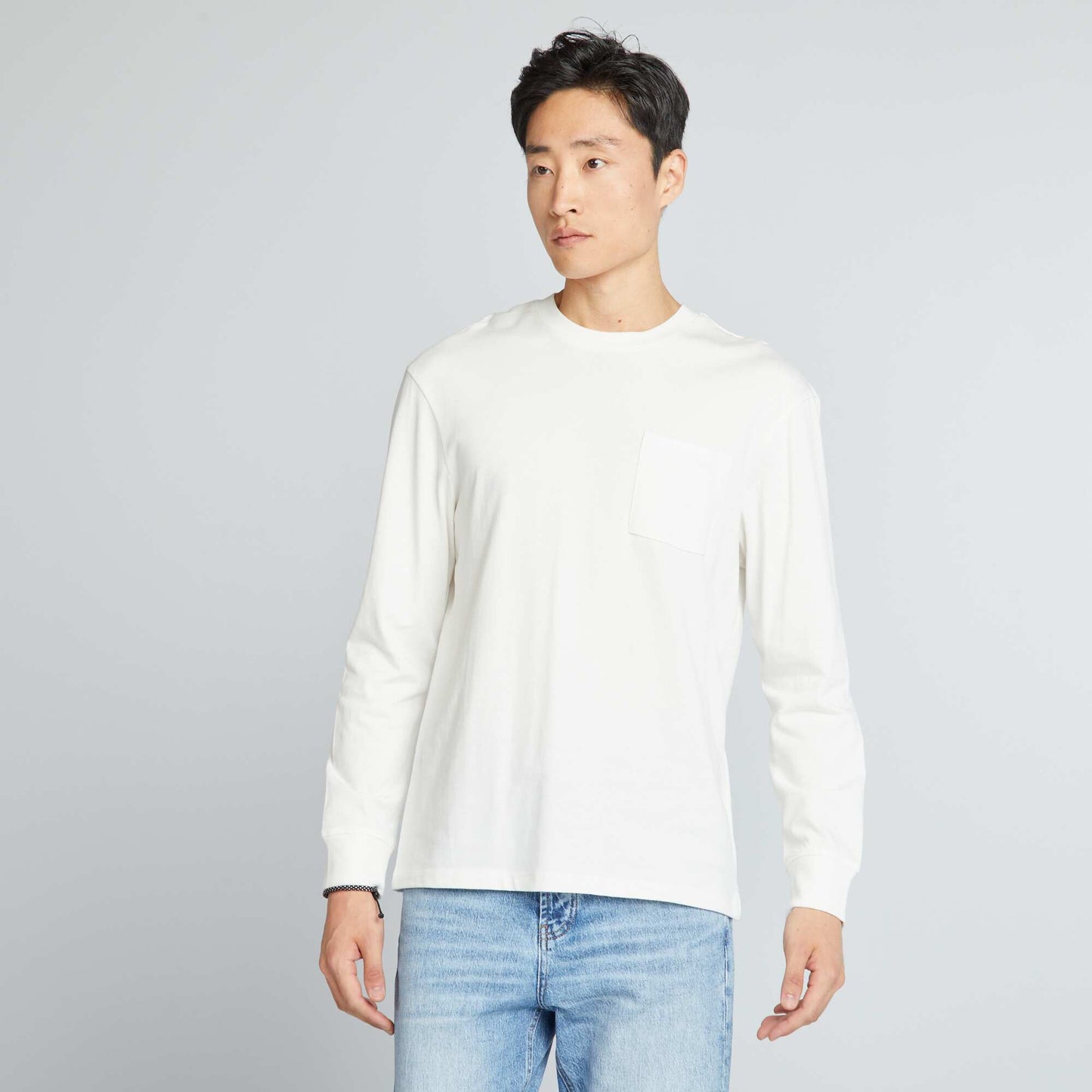 Tee-shirt en jersey manches longues blanc