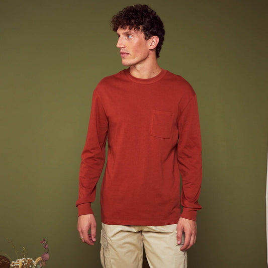 Tee-shirt en jersey manches longues marron