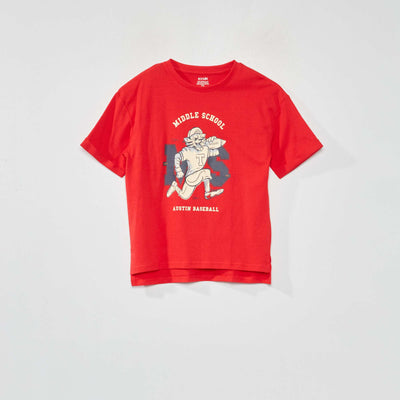 T-shirt en maille jersey imprim Rouge