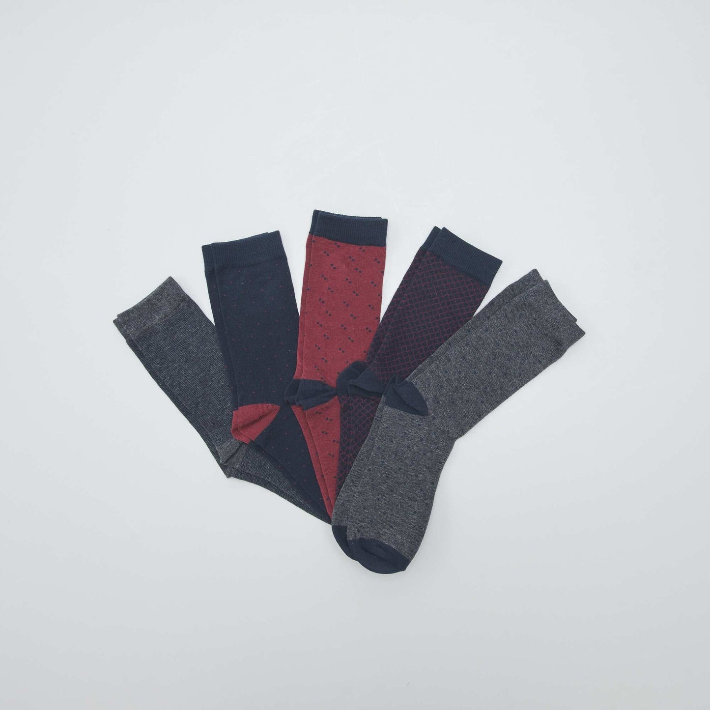 Lot de 5 paires de chaussettes fantaisies Gris/bleu/rouge