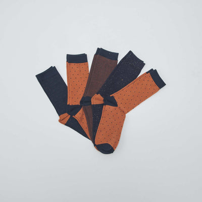 Lot de 5 paires de chaussettes fantaisies Bleu/marron