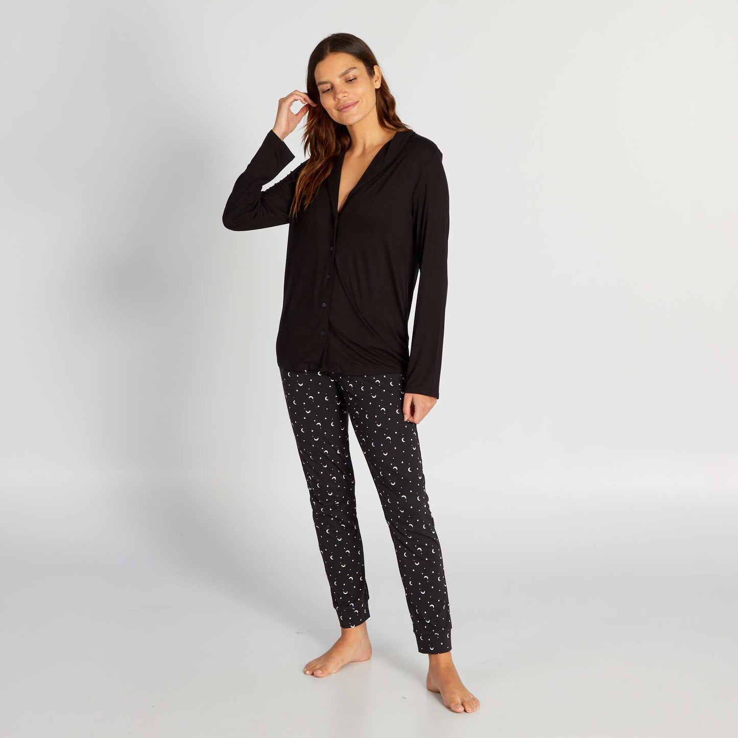 Haut de pyjama long noir