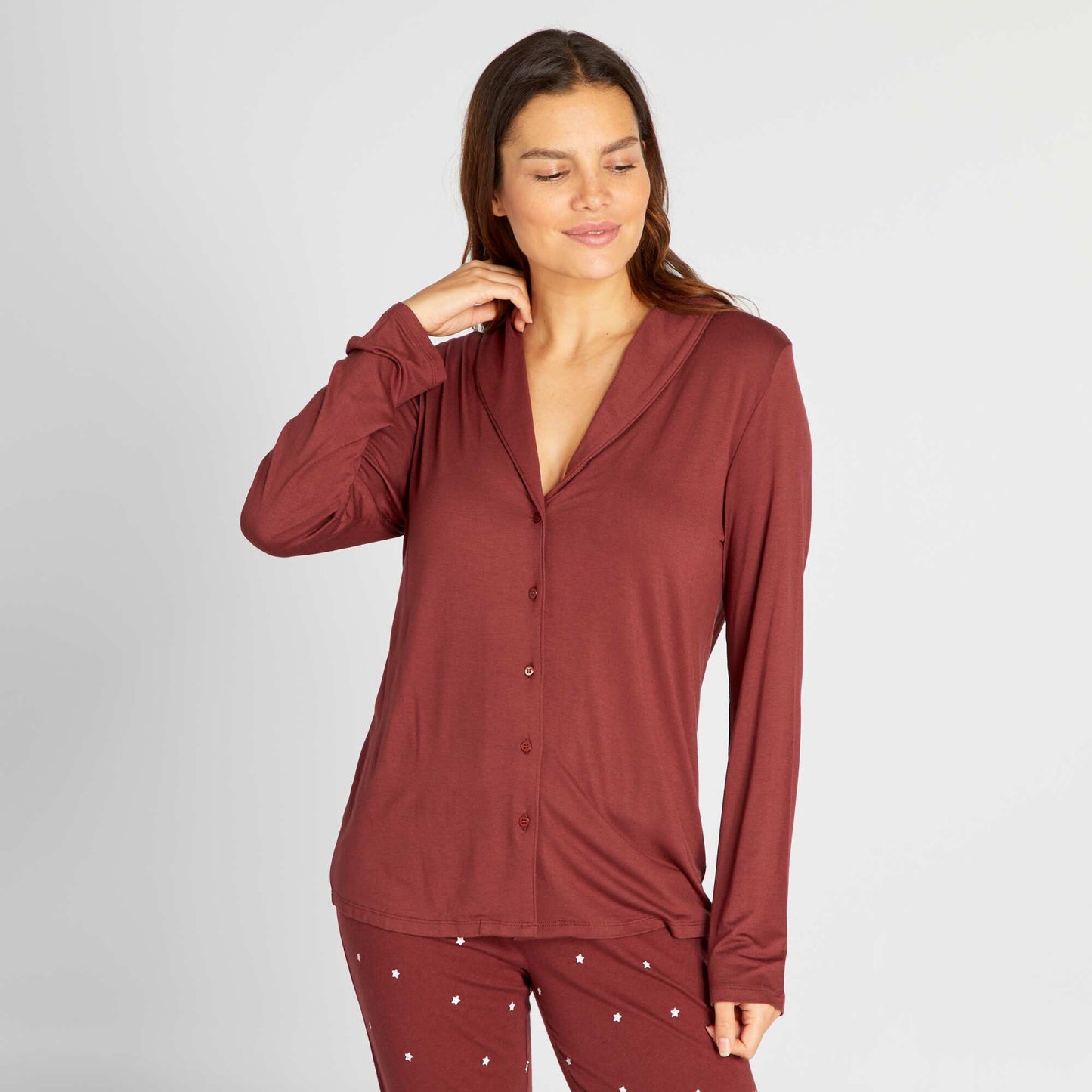 Haut de pyjama long Bordeaux