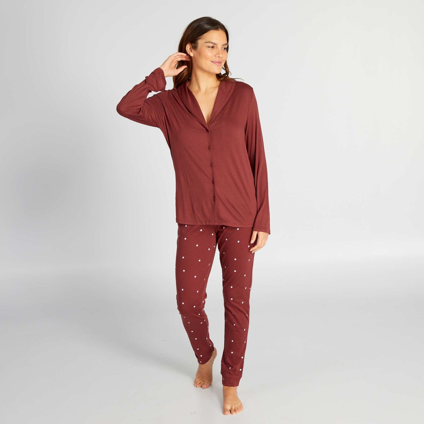 Haut de pyjama long Bordeaux