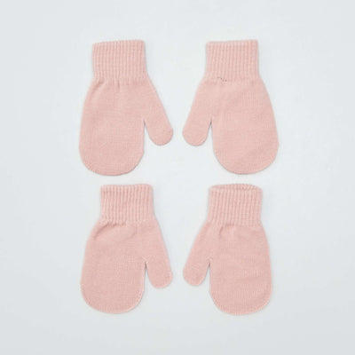 Lot de 2 paires de moufles Rose