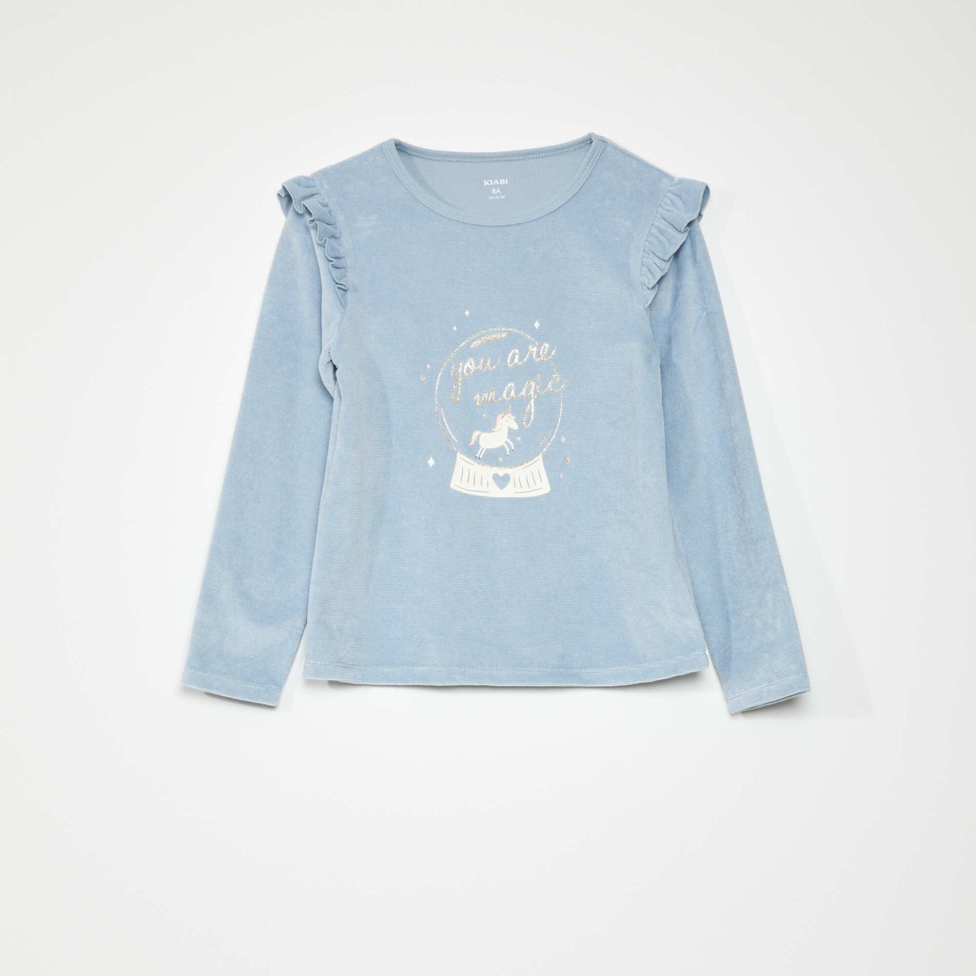 Pyjama long en velours - 2 pi ces Bleu