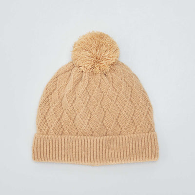 Bonnet en maille fantaisie Camel