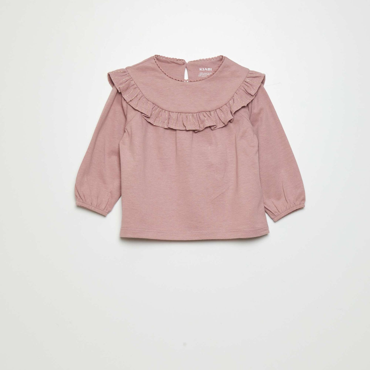 T-shirt volants manches longues Rose