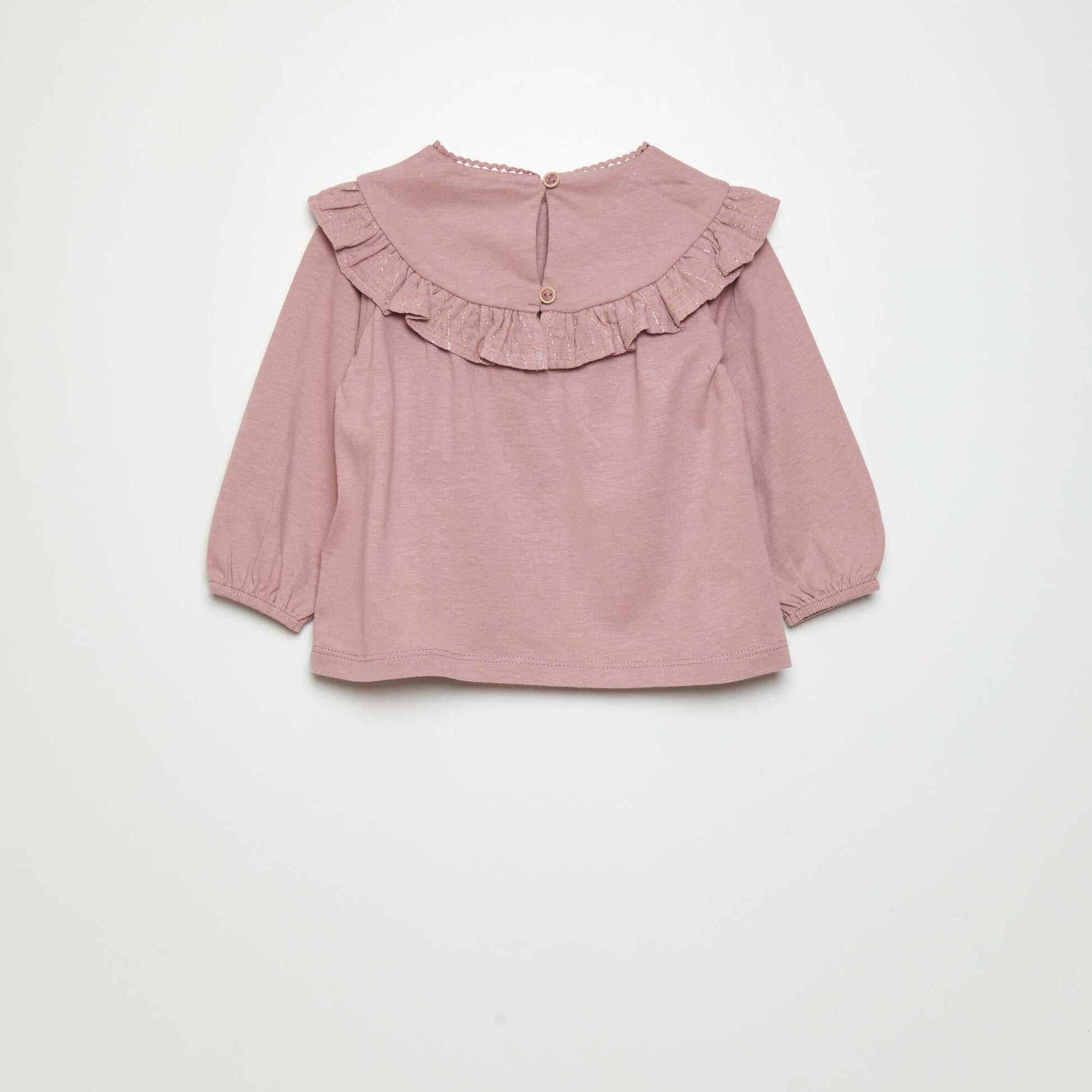 T-shirt volants manches longues Rose