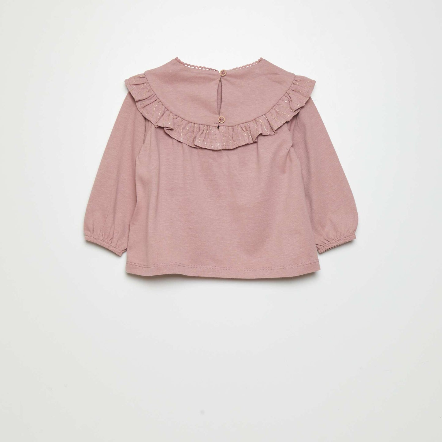 T-shirt volants manches longues Rose