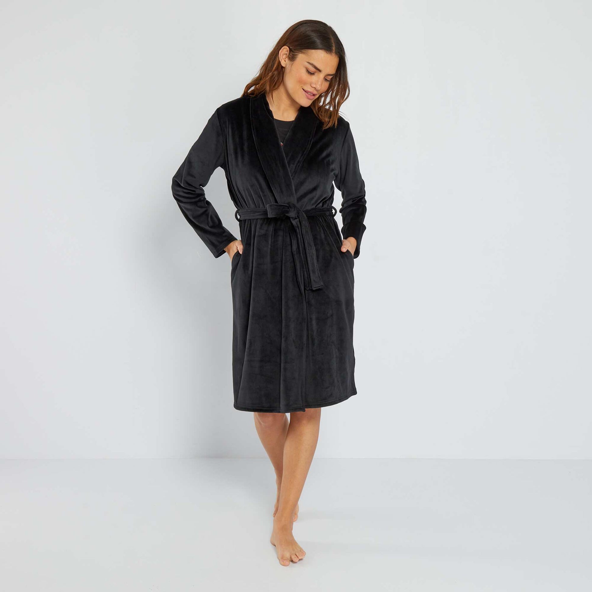 Peignoir en maille velours douce noir