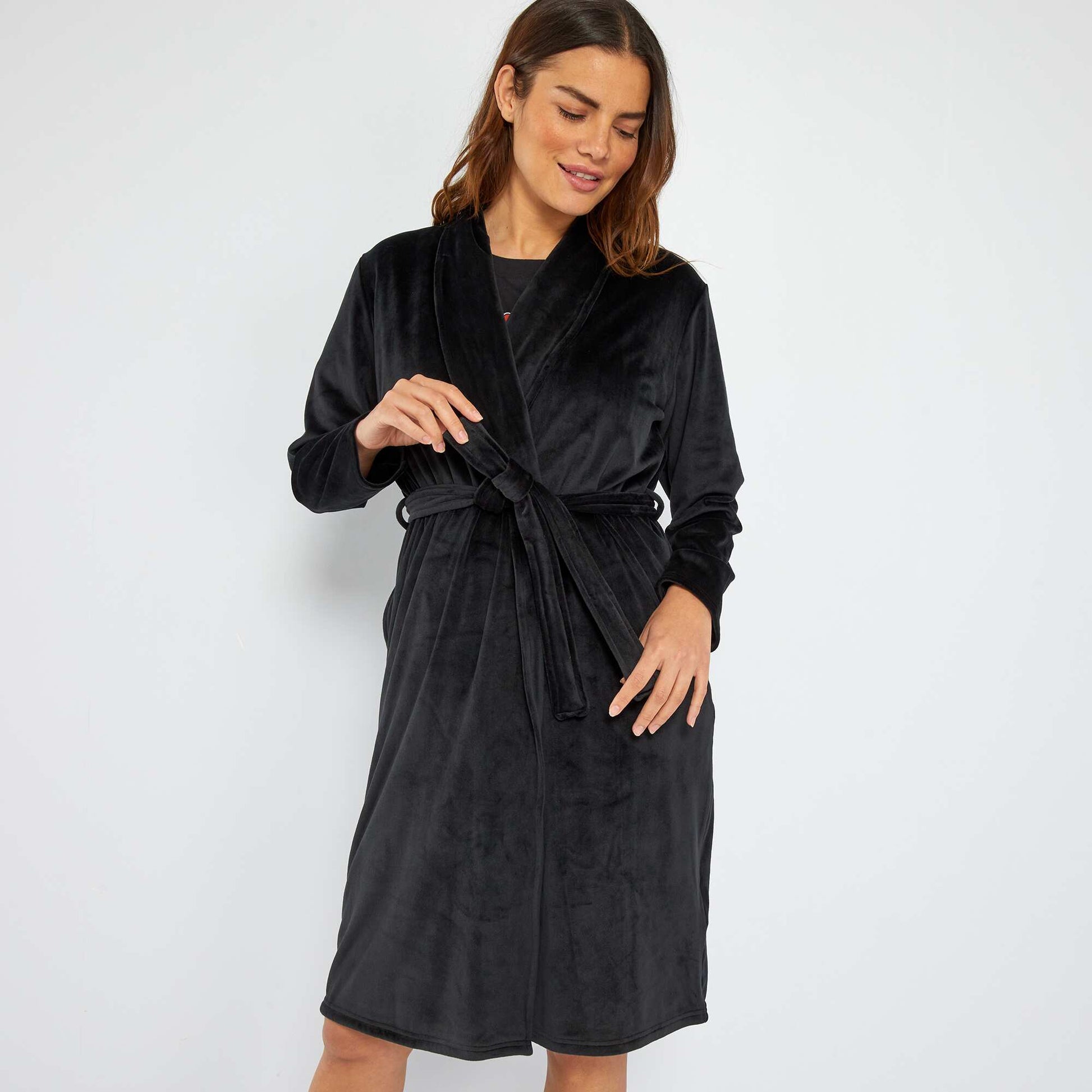 Peignoir en maille velours douce noir
