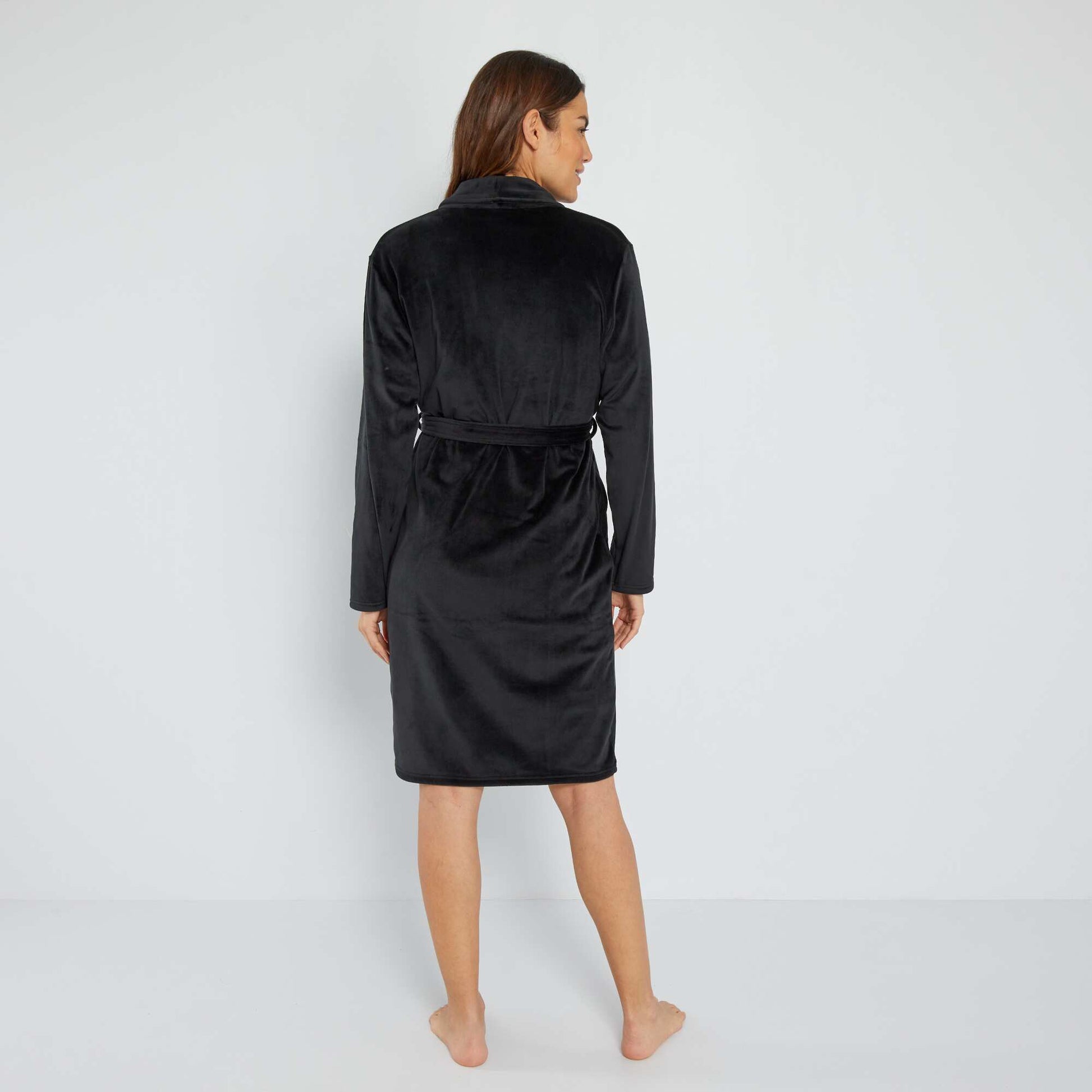 Peignoir en maille velours douce noir