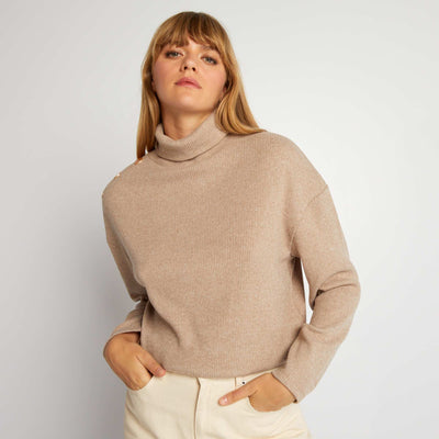 T-shirt col montant Beige
