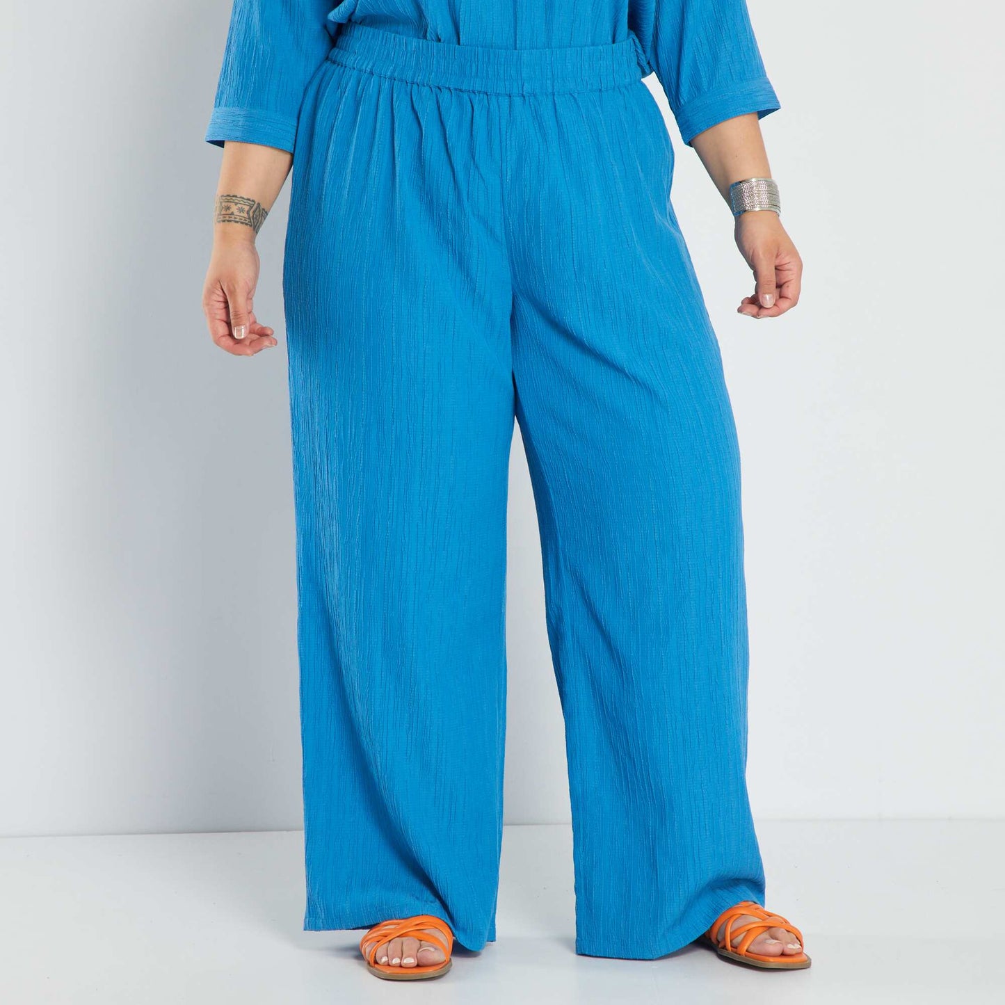 Pantalon large bleu