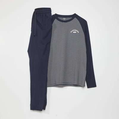 Pyjama long en jersey - 2 pi ces bleu navy