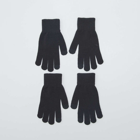 Lot de 2 paires de gants tactiles Noir