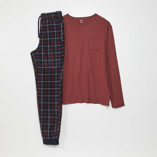 Pyjama en jersey et polaire - 2 pi ces Rouge/marine