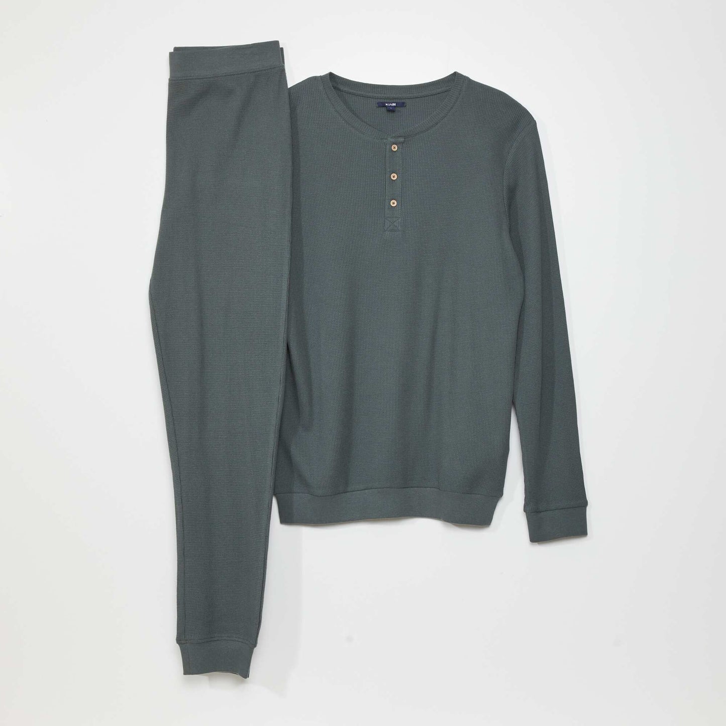 Pyjama long en maille gaufr e - 2 pi ces Vert