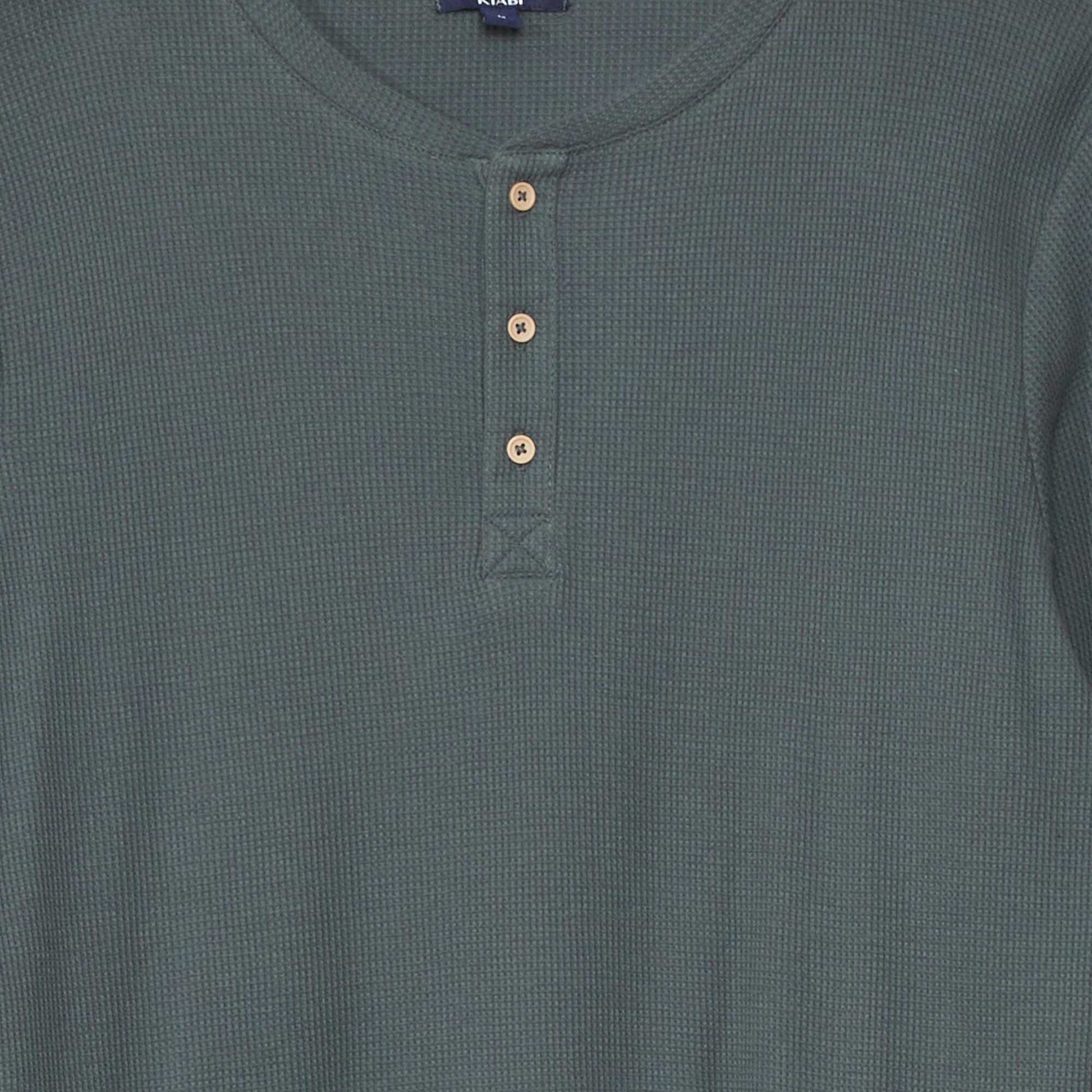 Pyjama long en maille gaufr e - 2 pi ces Vert