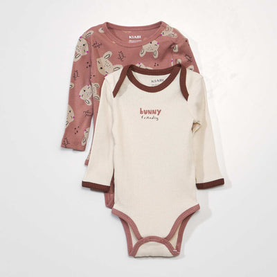 Lot de 2 bodies en maille c tel e Marron/ cru