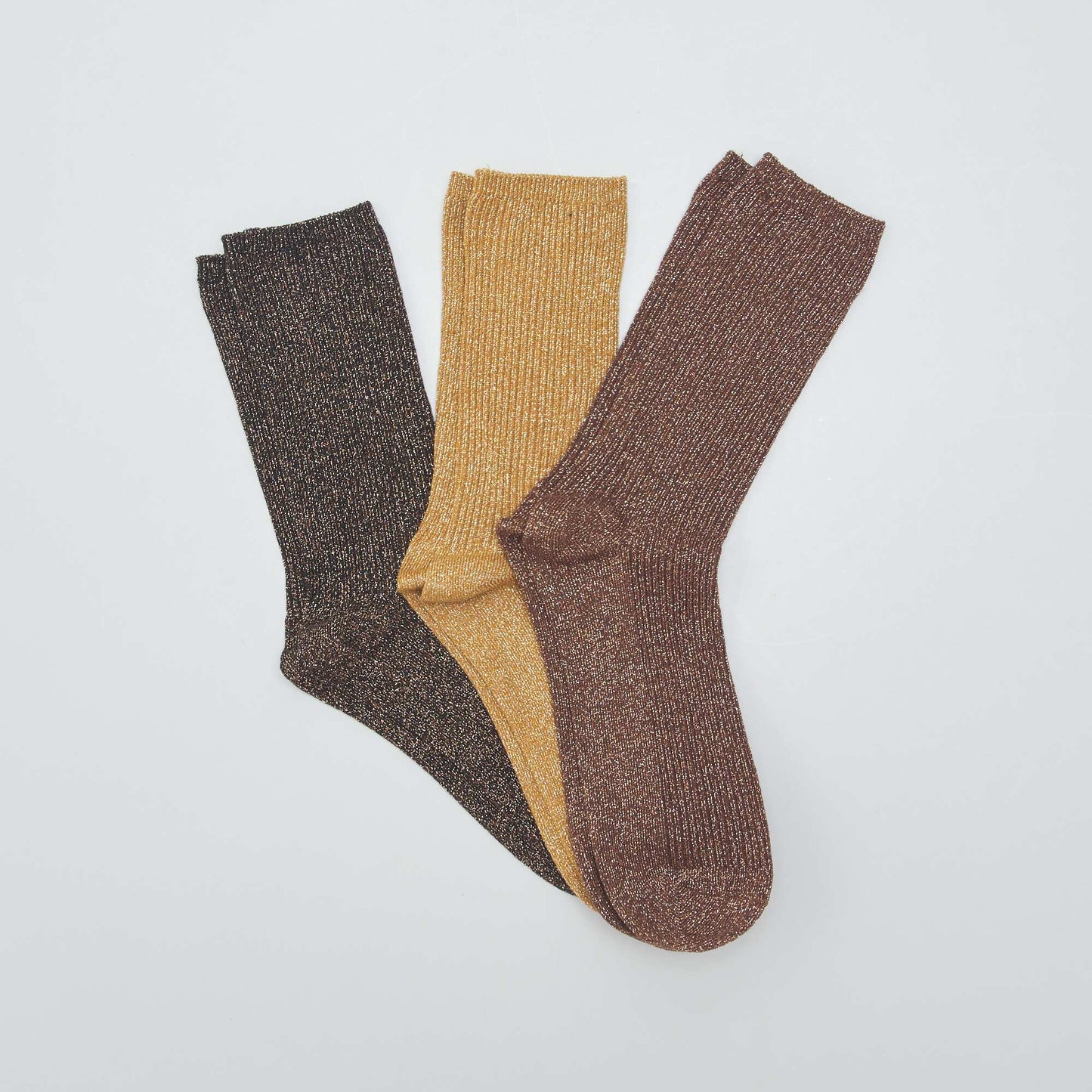 Lot de 3 paires de chaussettes paillet es Vert/marron