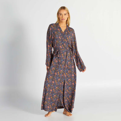 Peignoir long avec imprim Bleu