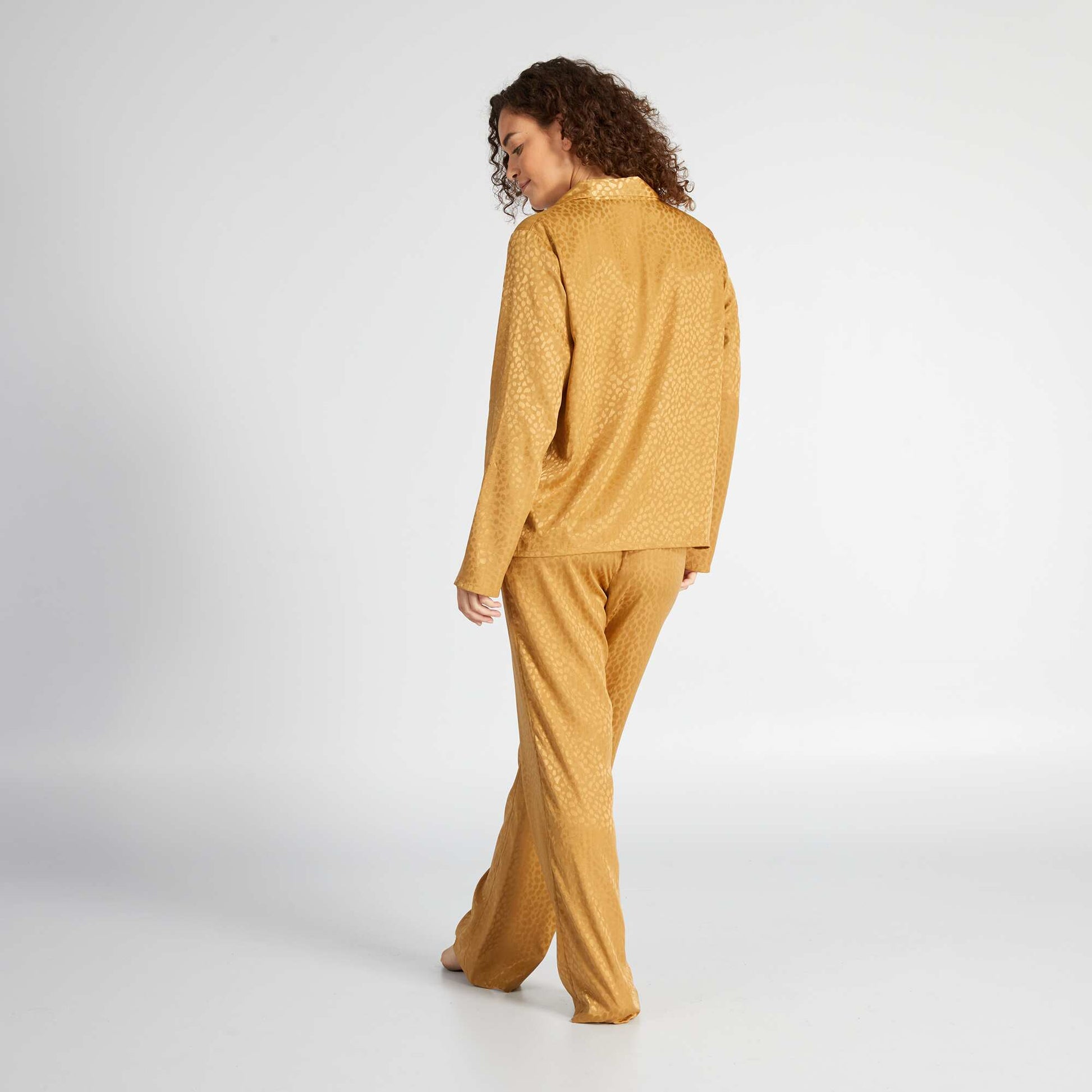 Pyjama long - imprim tachet satin - 2 pi ces Beige