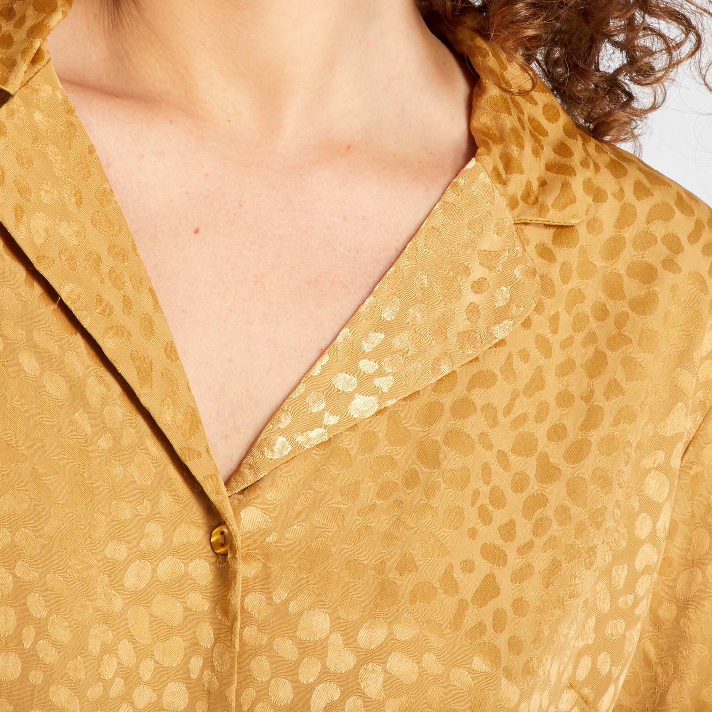 Pyjama long - imprim tachet satin - 2 pi ces Beige