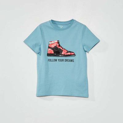 T-shirt manches courtes sequins Bleu