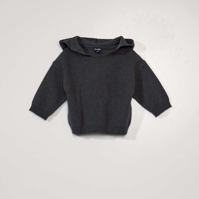 Pull en maille avec capuche Gris
