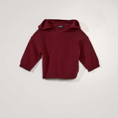 Pull en maille avec capuche Rouge