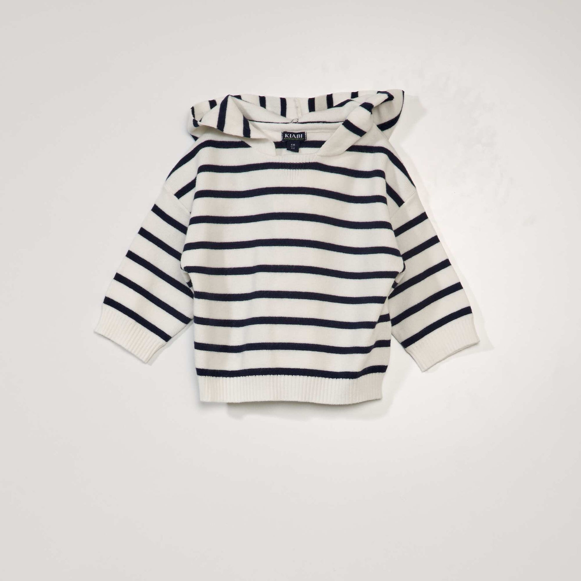 Pull en maille avec capuche Blanc/bleu