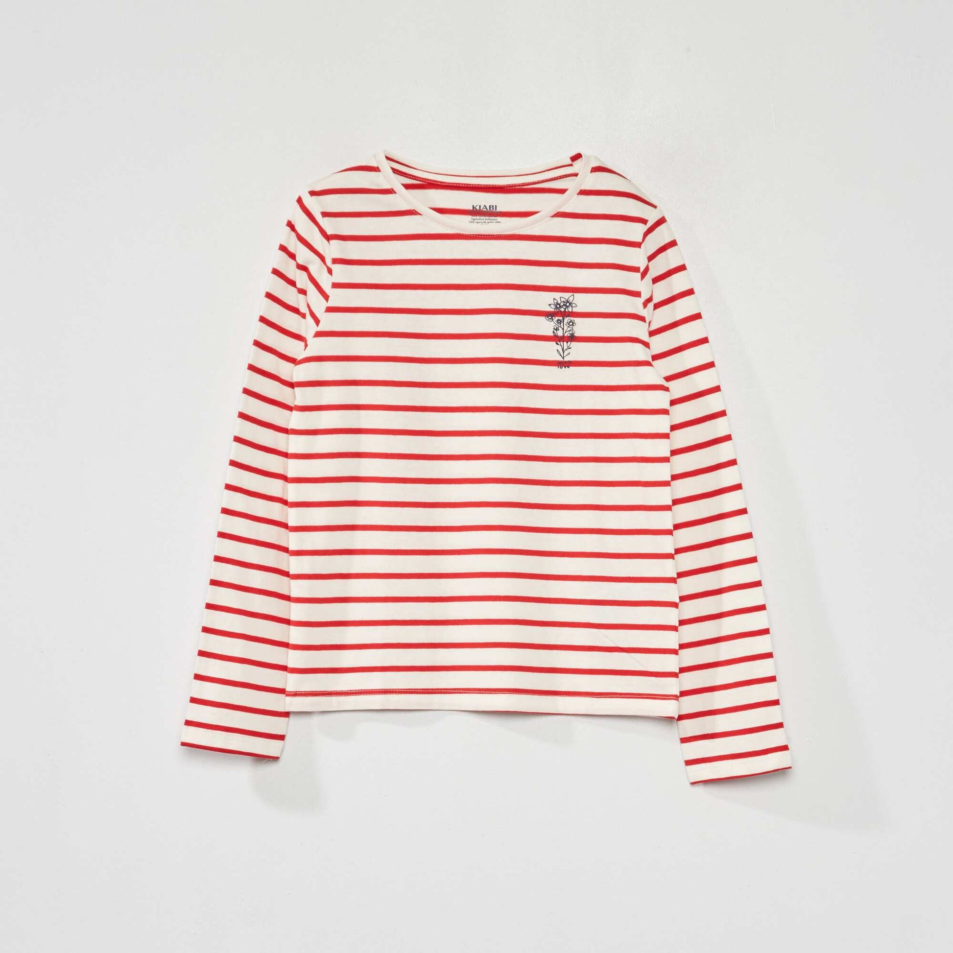 T-shirt 'rayures' manches courtes Rouge/blanc