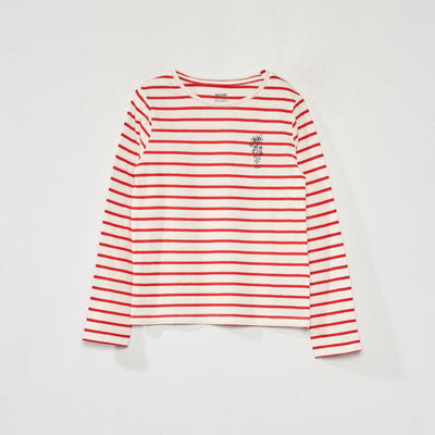 T-shirt 'rayures' manches courtes Rouge/blanc
