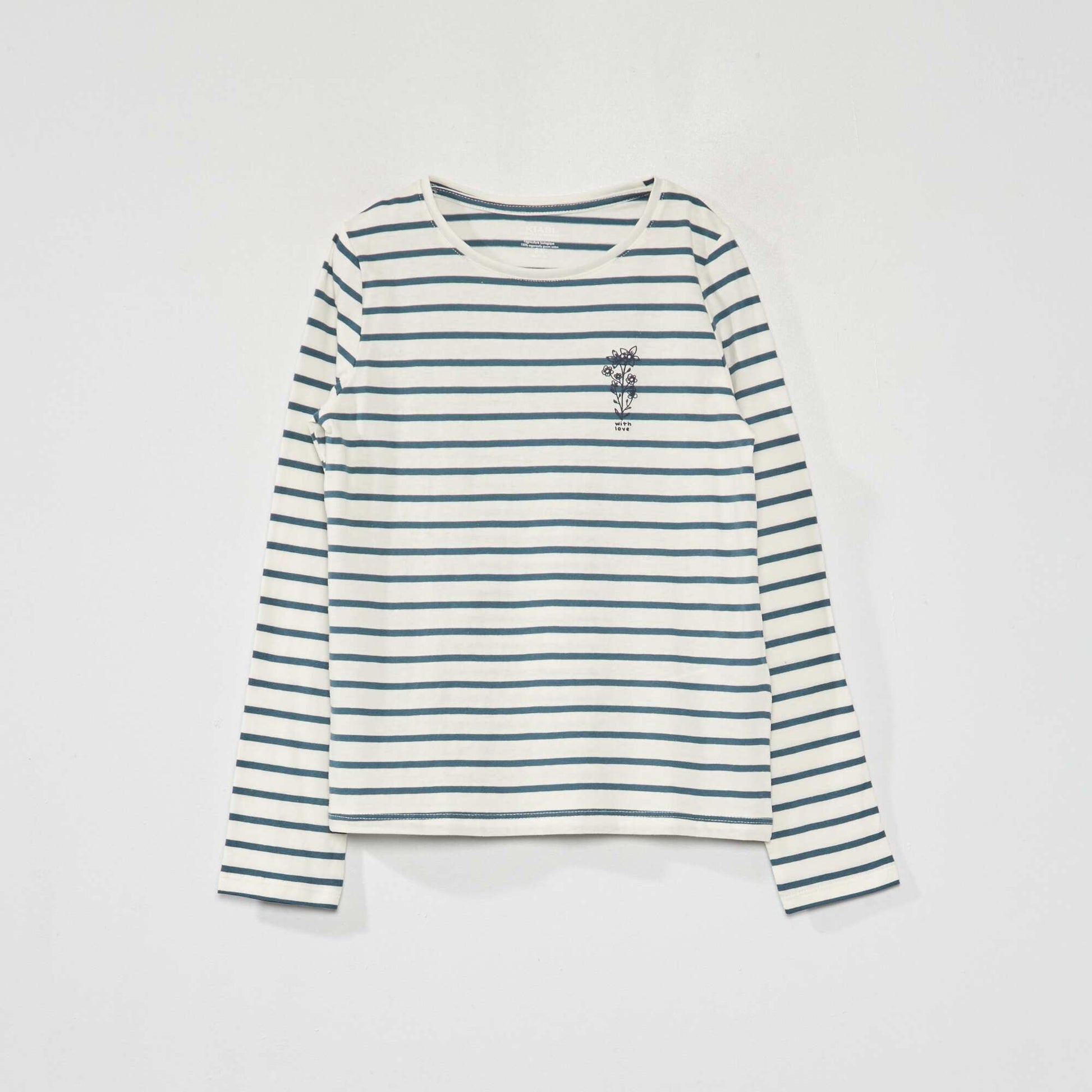T-shirt 'rayures' manches courtes Vert/blanc