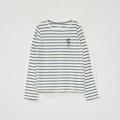 T-shirt 'rayures' manches courtes Vert/blanc