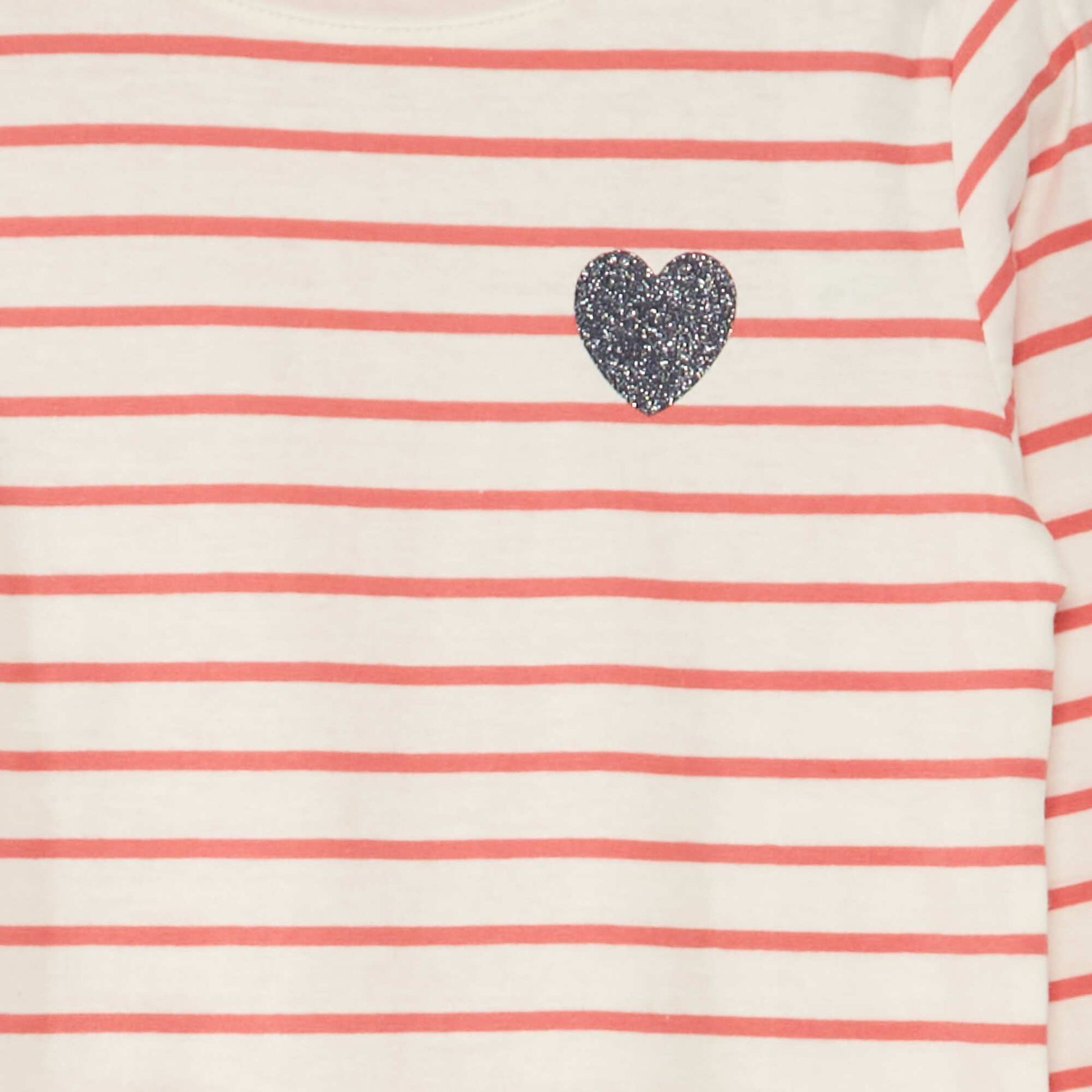 T-shirt 'rayures' manches courtes Rose/blanc
