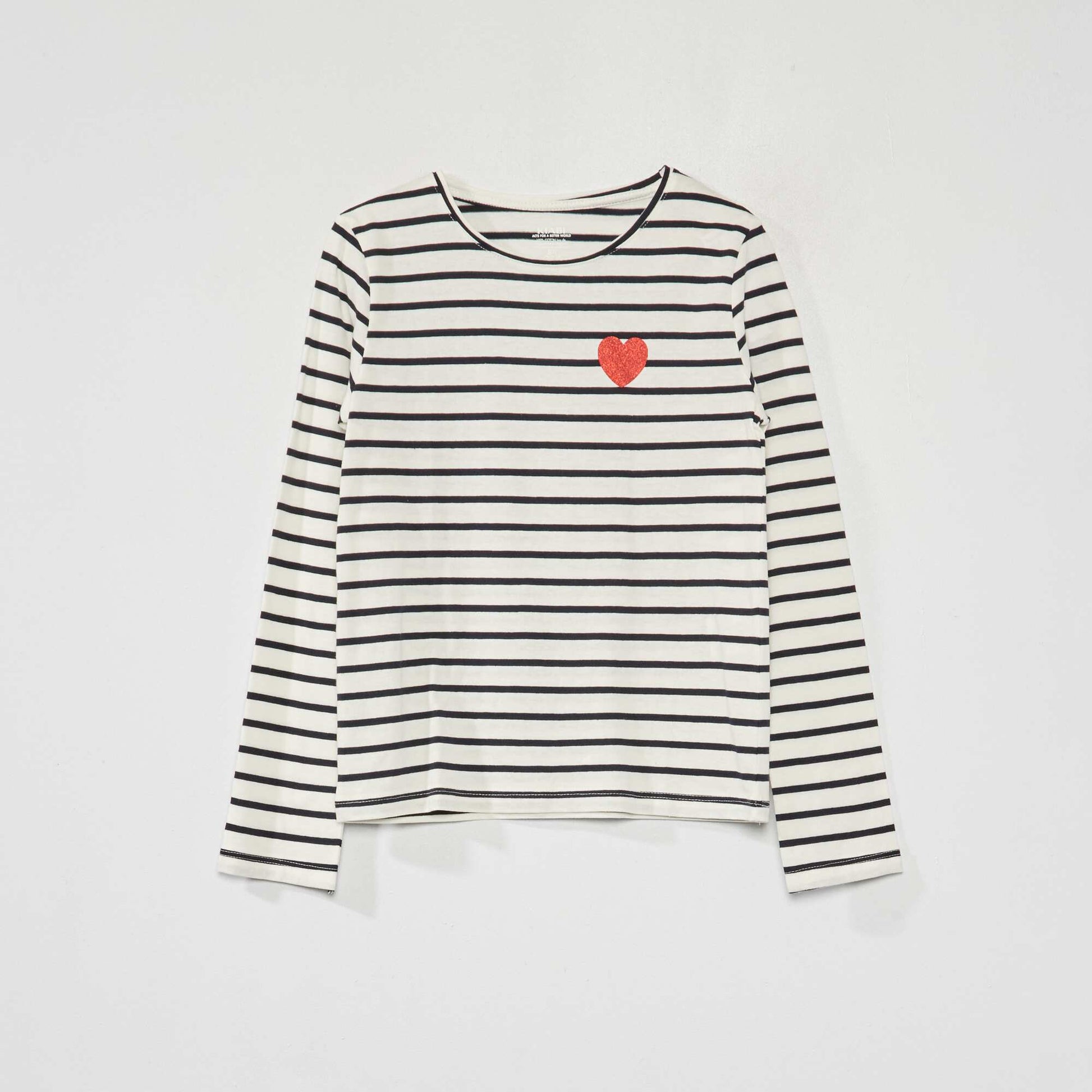 T-shirt 'rayures' manches courtes Noir/blanc