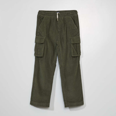 Pantalon multi poches en velours c tel Vert