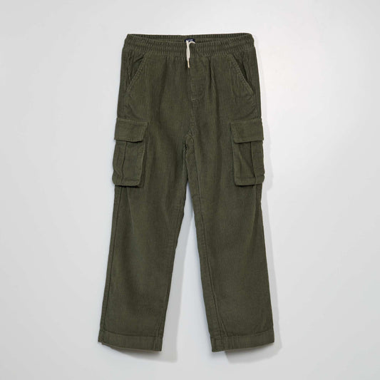 Pantalon multi poches en velours c tel Vert
