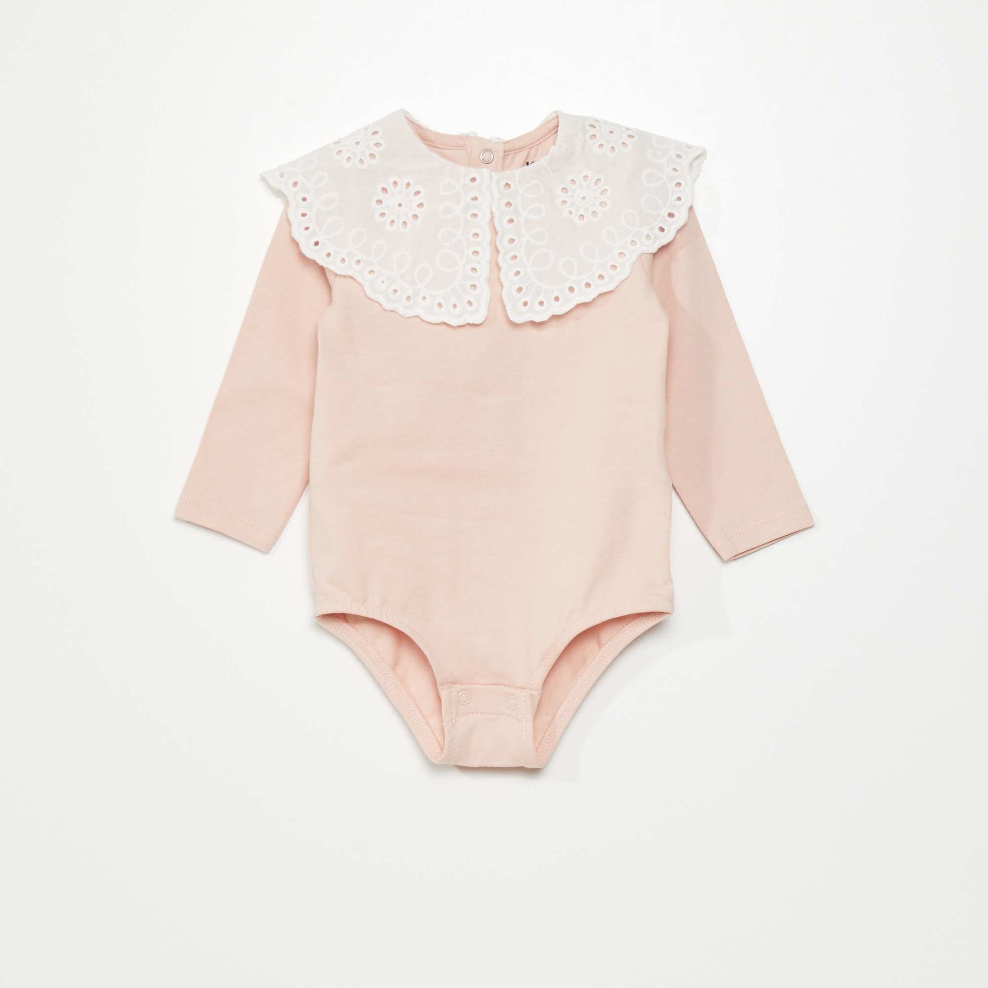 Body avec col en broderie anglaise Rose