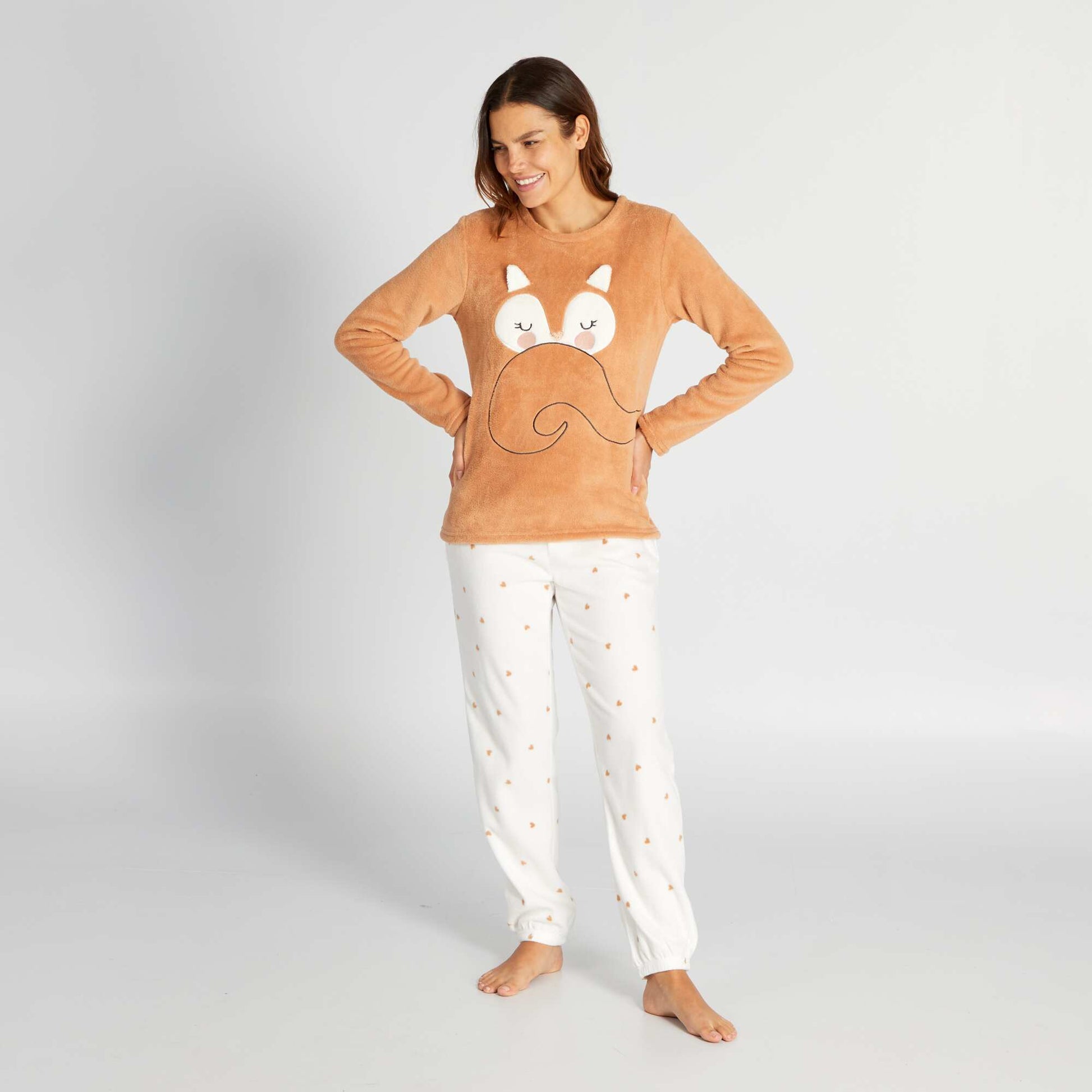 Ensemble pyjama polaire - 2 pi ces Marron