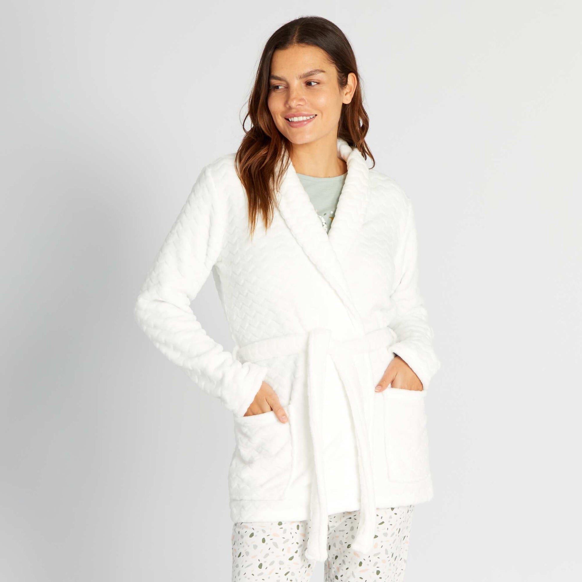 Peignoir en polaire blanc