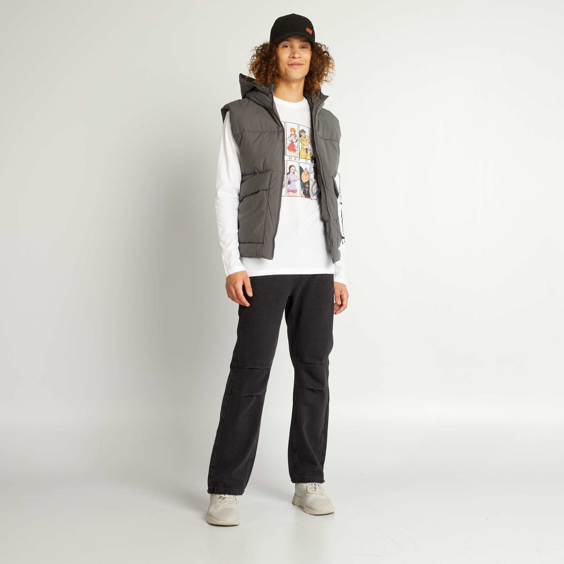 Doudoune sans manches capuche gris